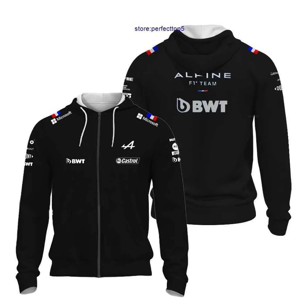 Men`s Hoodies 2023 New F1 Jacket Hoodie Official Sale Racing Sports Zipper Shirt Women`s Formula One Alpine Team Alonso Blue Hood