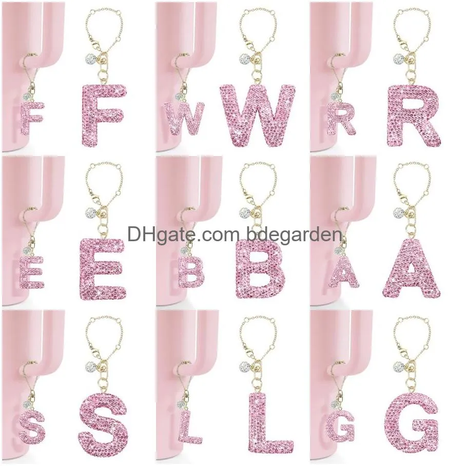 glitter letter charms for  cup bottle chain for  tumbler with handle bling initial name id letter