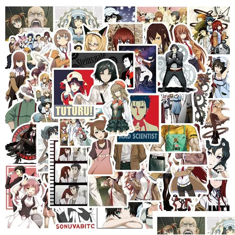 Car Stickers 50Pcs Cartoon Steins Gate Elite Diy Bike Travel Lage Phone Laptop Waterproof Funny Sticker Decals Toys Drop Delivery Mo Dhqae