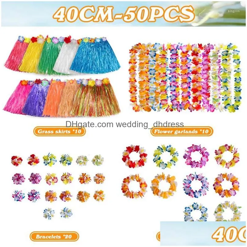 Other Wedding Favors Decorative Flowers Hawaiian Single Layer Grass Skirt Classic Wreath Combination Set Party And Ball Dressing Pro Dhcp5