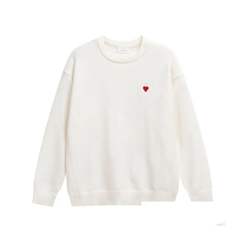 Women`S Sweaters Designer Sweater Love Heart A Embroidery Woman Lover Cardigan Knit Round Neck High Collar Womens Fashion Letter Whit Dhu1K