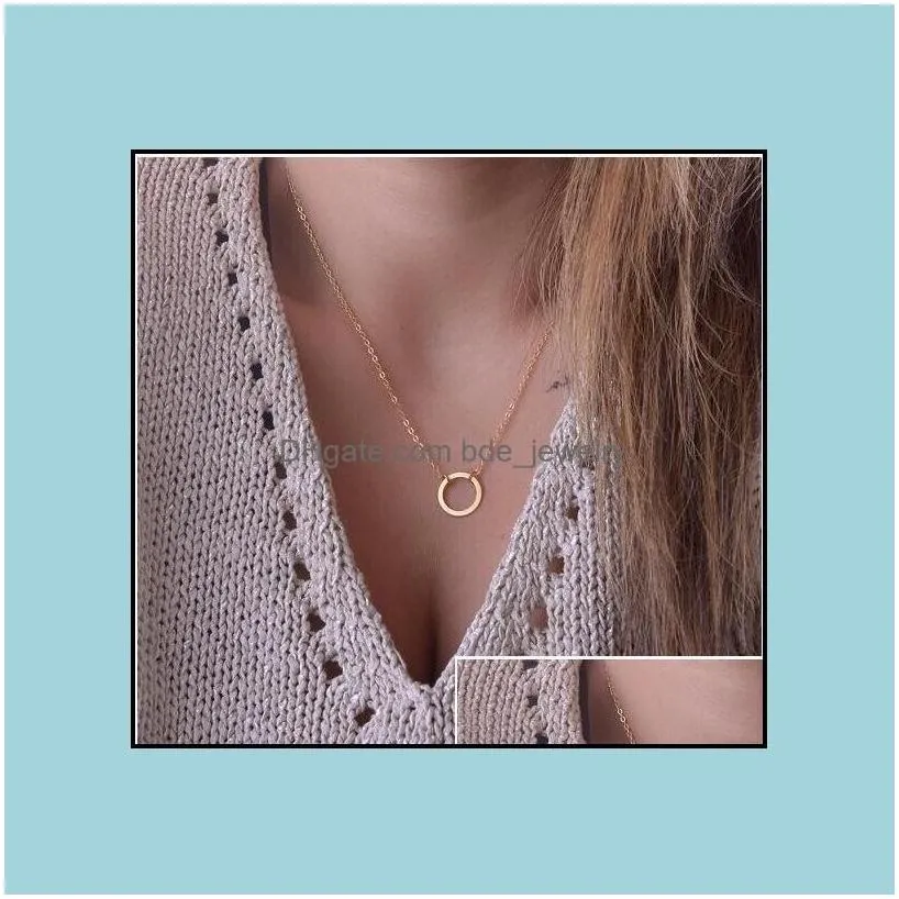 Pendant Necklaces Unique Charming Gold Tone Bar Circle Lariat Necklace Women Turkish Jewlery Sier Plated Chain Long Pretty Drop Deli