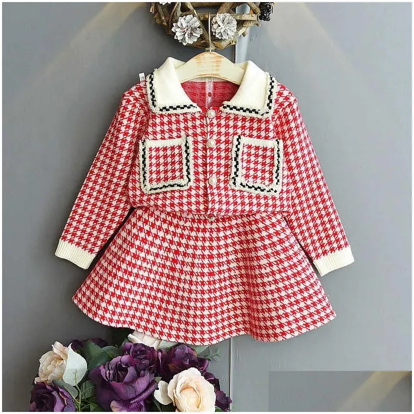 Clothes 2020 Girls Winter Set Long Sleeve Sweater Shirt and Skirt 2 Pcs Clothing Suit Spring Outfits for Kids Girl`s Clothes