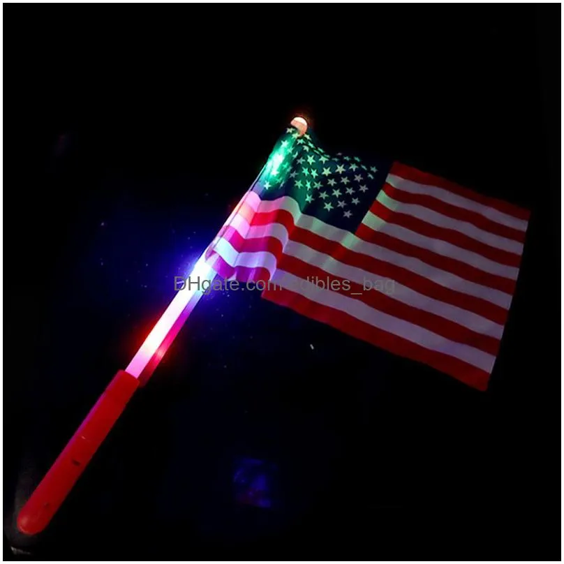 american hand led flags 4th of july independence day usa banner patriotic days party flag with lights parade accessory s