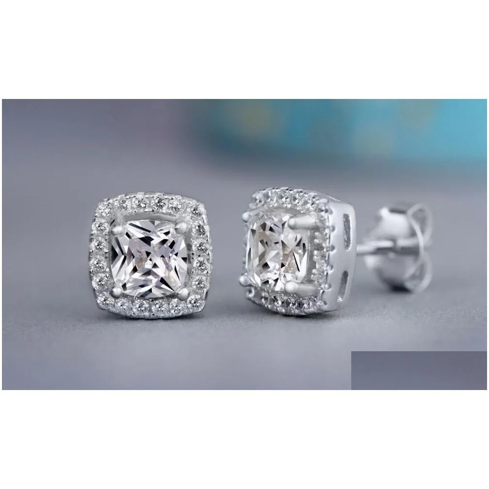 20 Styles Trendy 925 Sterling silver Lab Diamond Stud Earring Party Wedding Earrings for Women men Charm Birthday Jewelry Gift