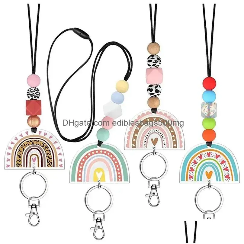Other Home Decor Keychains Teacher Lanyards For Id Badges And Keys Cute Beaded With Keychain Sile Women Girls Drop Delivery Garden Dhgvl