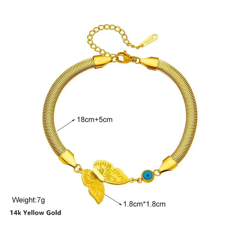 Chain 14K Yellow Gold Charm Bangle Bracelet For Women New Trend Rustproof Wrist Jewelry Party Gifts Bijoux Drop Delivery Bracelets Dhcob