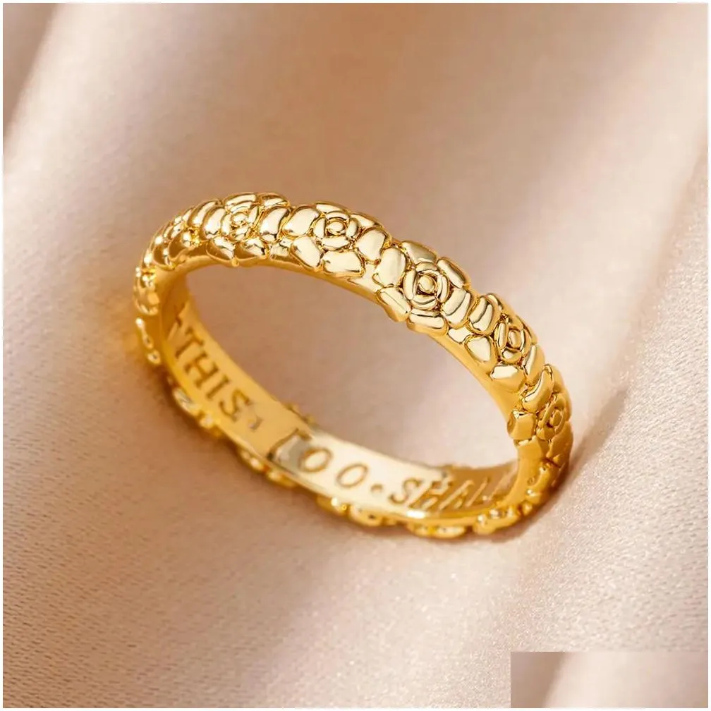 Band Rings 14 Styles 14K Yellow Gold Ring For Women Simple Couple Color Finger Wedding Jewelry 2024 Trendy Gifts Anillos Drop Deliver Dhcxj