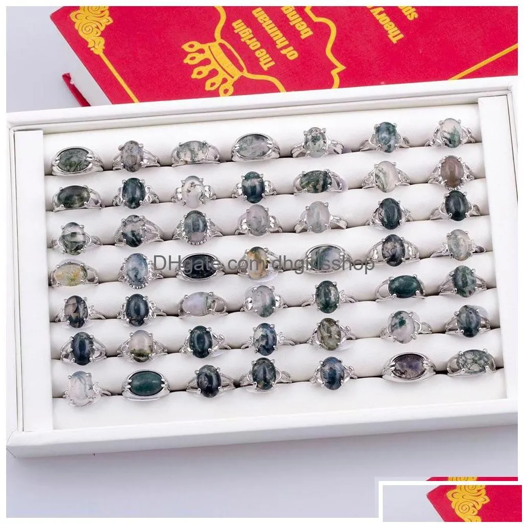 Band Rings Mix Lot Natural Water Stone Womens Ring Fashion Jewelry Bague 50Pcs/Lot Wholesale Party Gift Drop Delivery Otmzk