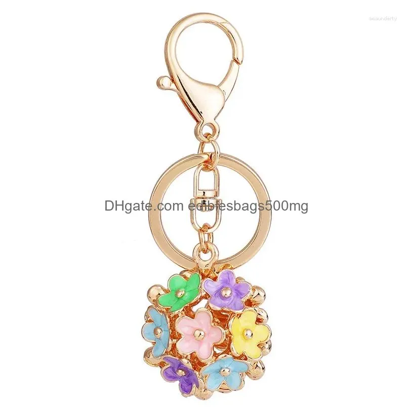 Other Home Decor Keychains Cute Chrysanthemum Flower Key Chain Keychain Bag Pendant Car Ring Gifts Drop Delivery Garden Dhgjn