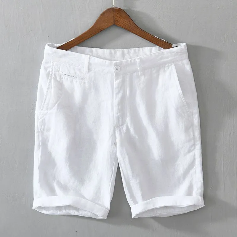 Mens shorts mens designer shorts Pure Linen Shorts for Men Summer New Fashion Solid White Loose Holiday Shorts Man Casual Plus Size Button Fly Short Pants short for