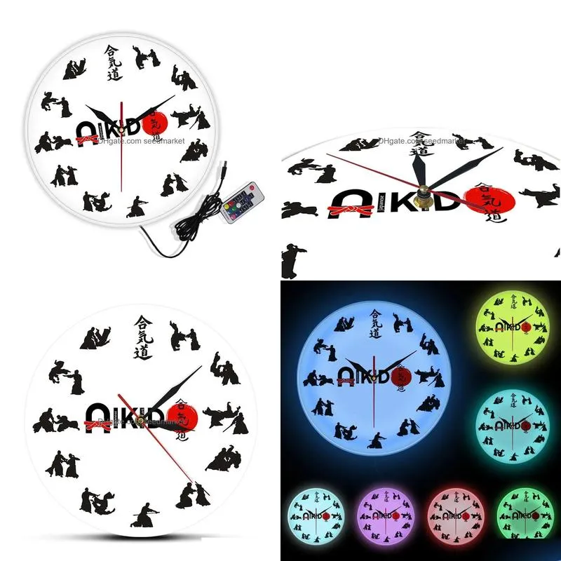 the seven virtues of bushido eastern fight style aikido wall clock japanese martial art fighting sport dojo decor silent clock