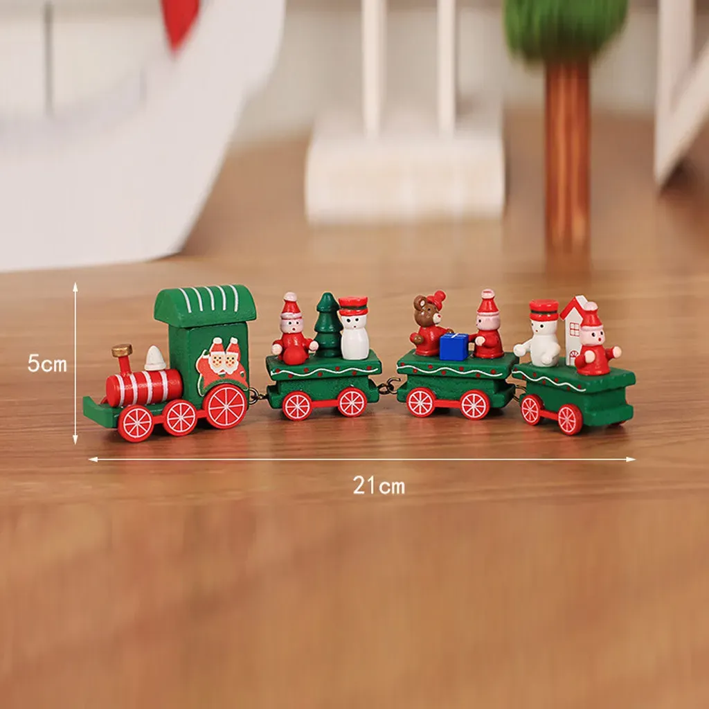 Mini Christmas Decoration Wooden Train toy Home Decor Xmas Gift Kids Baby Toy Vehicles Children Car Santa Decor#35 Y201020