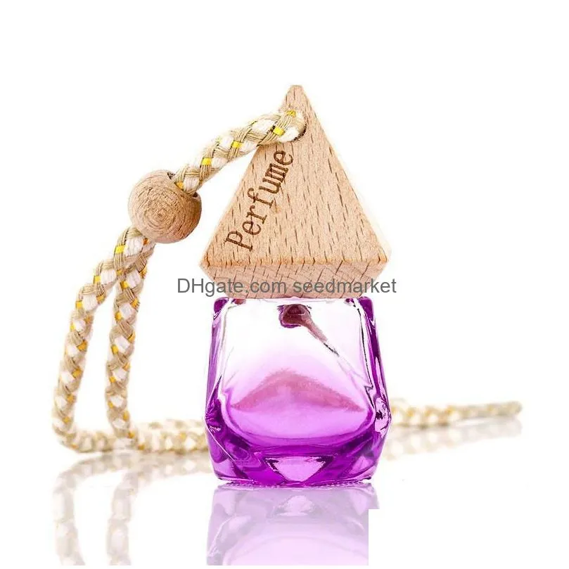 car perfume bottle pendant  oil diffuser 9 colors bag clothes ornaments air freshener pendants empty glass bottles perfume bh1908
