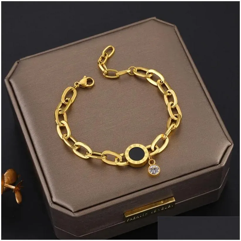 Chain 14K Yellow Gold Fashion Link Bangle Bracelet For Women Exquisite Golden Jewelry Girl Gift Drop Delivery Bracelets Dhcew