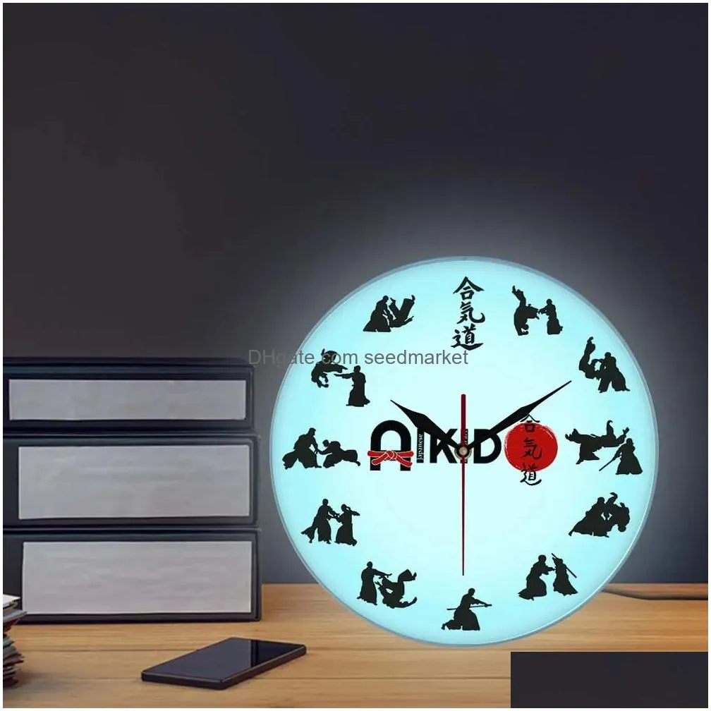 the seven virtues of bushido eastern fight style aikido wall clock japanese martial art fighting sport dojo decor silent clock