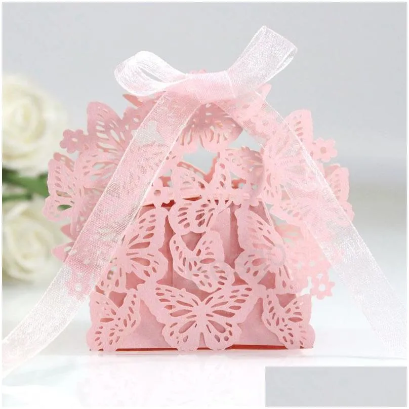Packaging Boxes Hollow Out Butterfly Candy Box Paper Butterflies Chocolate With Ribbon Kids Candies Wedding Party Baby Shower Favor Dhf6R