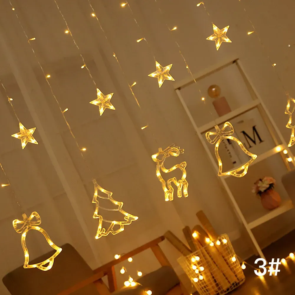 Elk Bell String Light LED For Home Hanging Garland Christmas Tree Decor Xmas Year Decoration Y201020