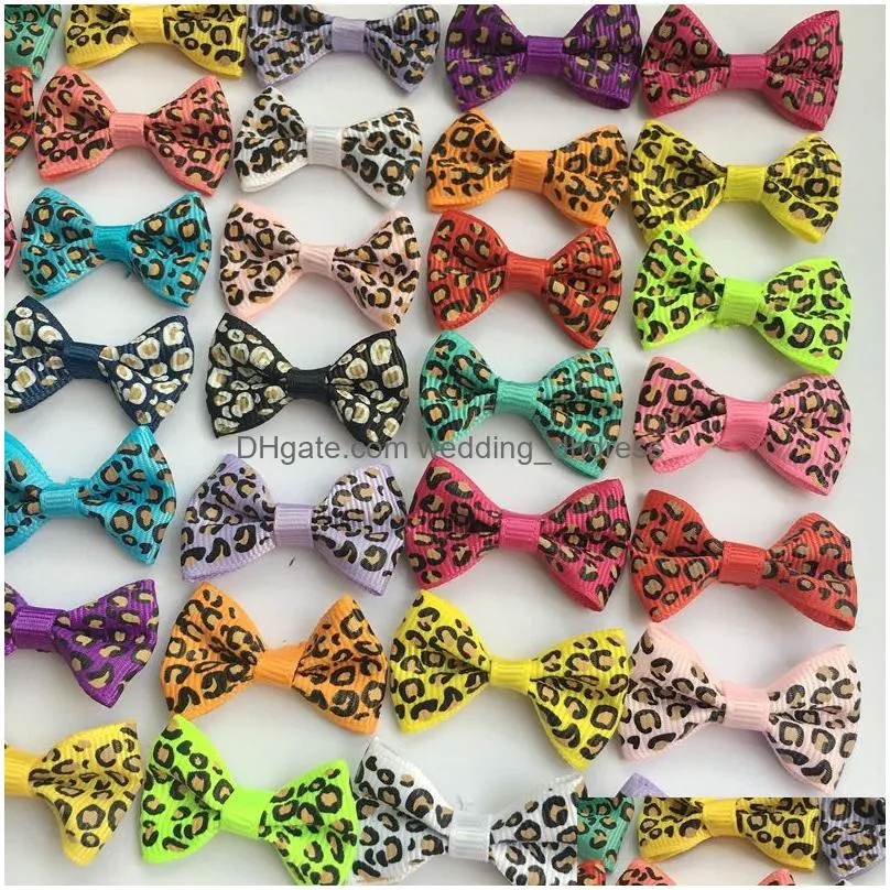 200pcs 1 4 leopard print bows diy for girls mix colors hair bows for children kids hair accessories birthday party dressing