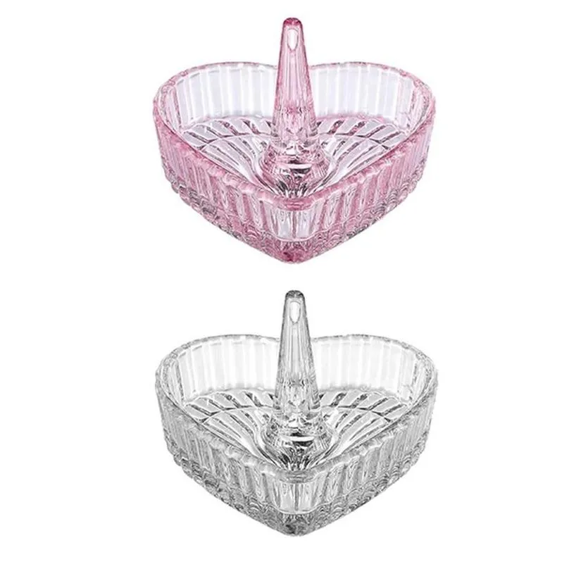 Jewelry Pouches, Bags Pouches Handmade Clear Glass Ring Holder Dish For Decorative Heart Design Drop Wynn22 Delivery Packing Display Dh4Np