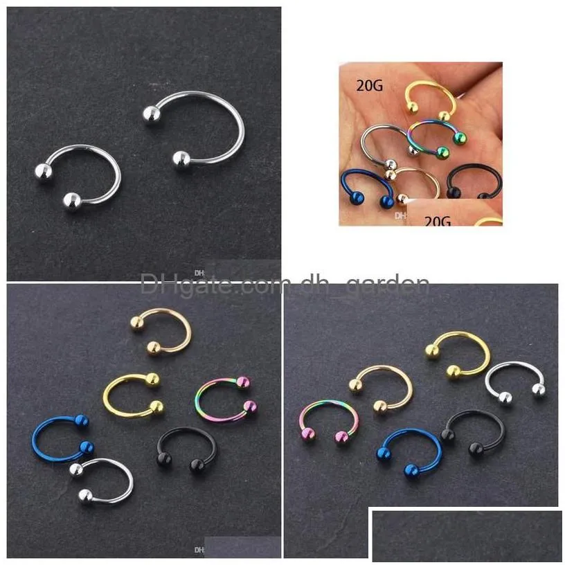 Nose Rings Studs 20G Stainless Steel Ring Hoop Septum Body Jewelry Piercing Cartilage Earring Lip Labret Eyebrow Drop Deliv Dhgarden