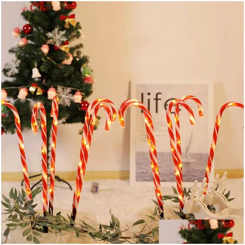 Other Festive Party Supplies Solar Cane Light One Drag Four Five Candy Lights Christmas Decoration Led Holiday Drop Delivery Home Ga Dhgpa