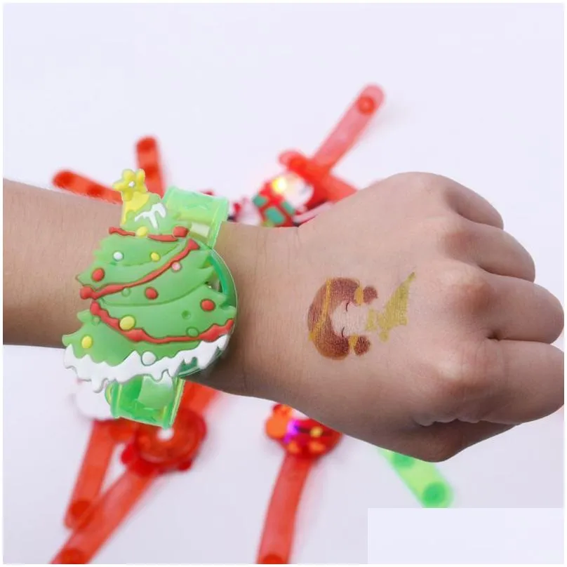 Christmas Decorations Bracelet Sile Wristband Decoration Glow Watch Band Led Luminous Toys Kids Wrist Strap Halloween Party Supplies Dhk9J