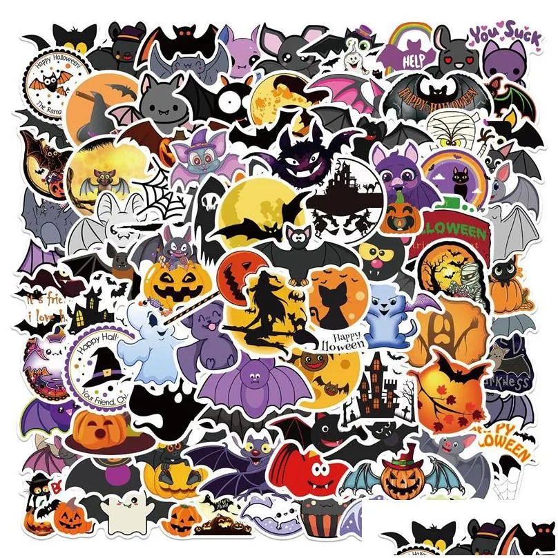 Car Stickers 100Pcs Bat Halloween Iti For Diy Laptop Skateboard Motorcycle Decals Drop Delivery Mobiles Motorcycles Exterior Accessor Dhxru