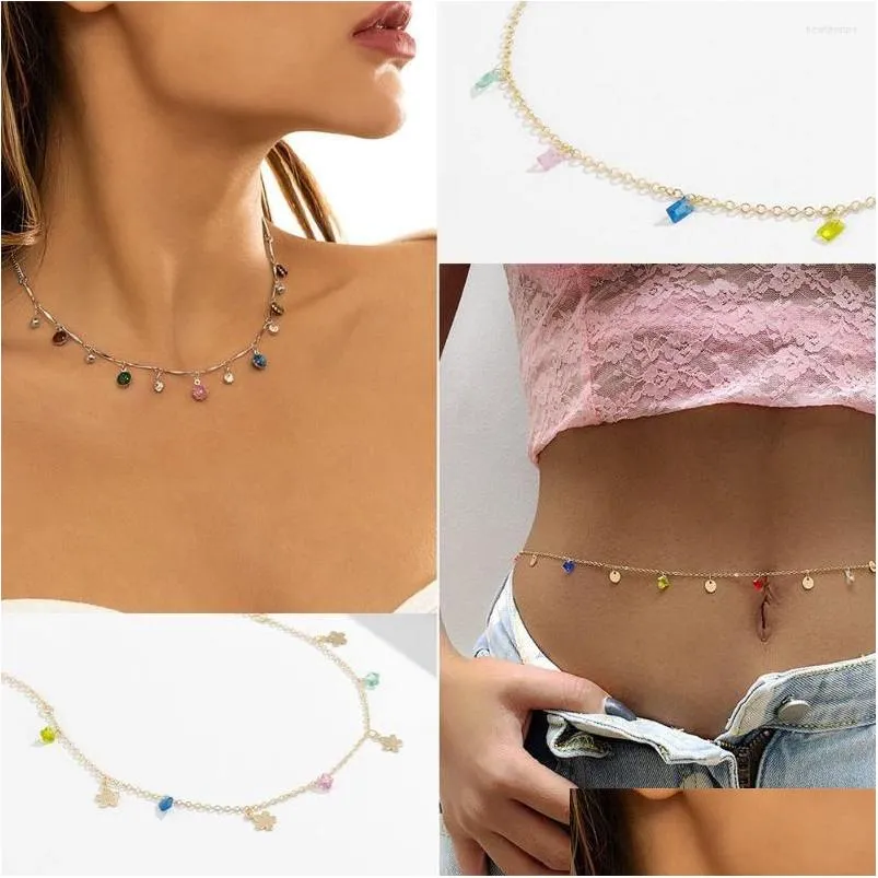 Chokers Choker Selling Gold Tassel Necklace Waist Chain Womens Simple Single Layer Knuckle Drop Delivery Jewelry Necklaces Pendants Dhrt8