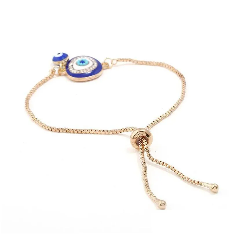 Charm Bracelets Low Price Good Luck Hamsa Hand Blue Evil Eye Bracelet Jewelry Turkey Fatima Handmade Gold Color Chain For Woman Gift Dhhl0