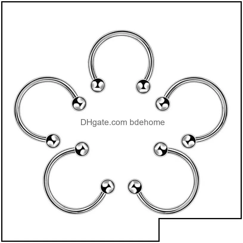 Nose Rings Studs Fashion Stainless Steel Horseshoe Fake Ring C Clip Lip Piercing Stud Hoop For Women Men 6/8/10Mm Drop Delivery Je