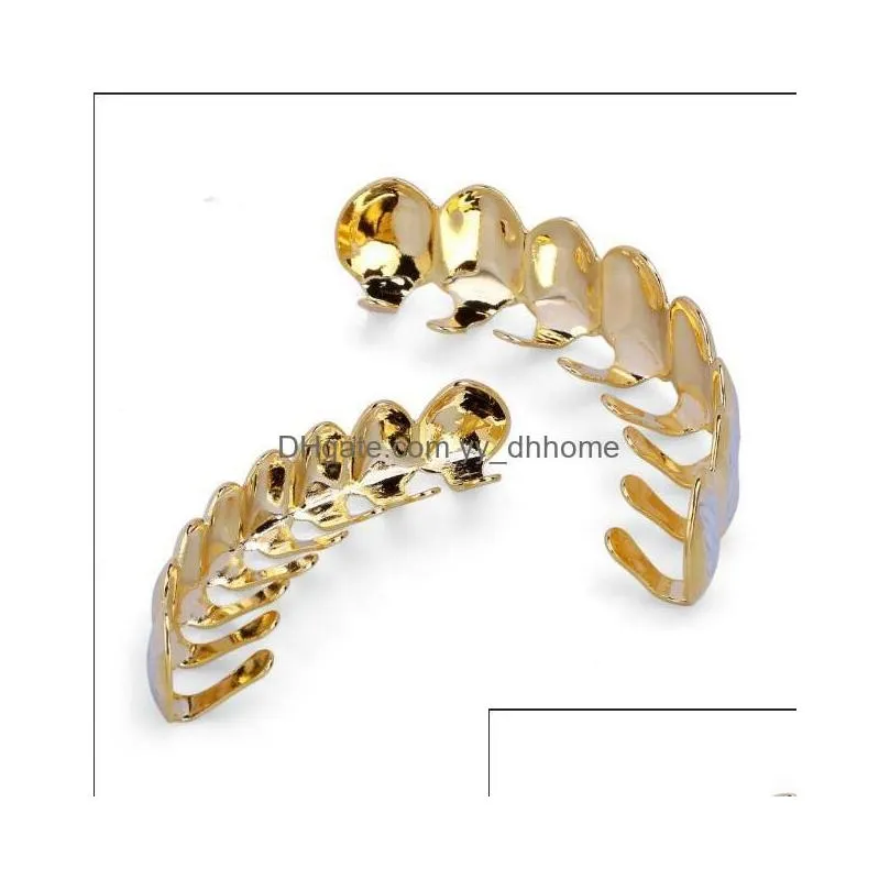 Grillz Dental Grills Hiphop Jewelry Braces Coloured Flower Two Color 8 Teeth With Gold Europe And America Drop Delivery Body Dhxwb