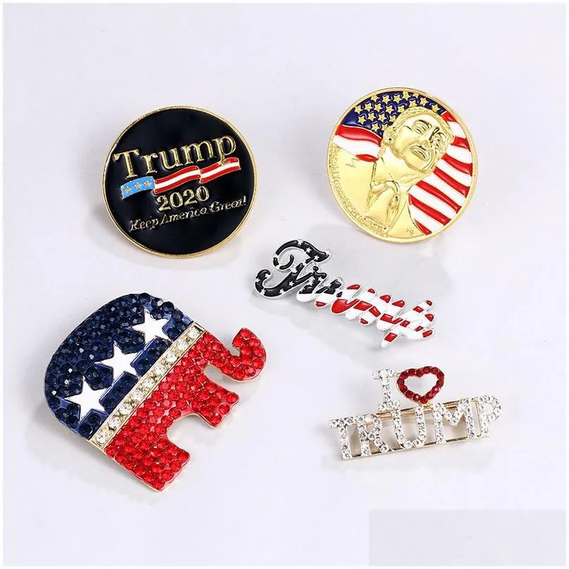 Pins, Brooches Trump Brooch American Ic Republican Election Diamond Pin Commemorative Badge Wy11555554005 Drop Delivery Jewelry Dhgtr
