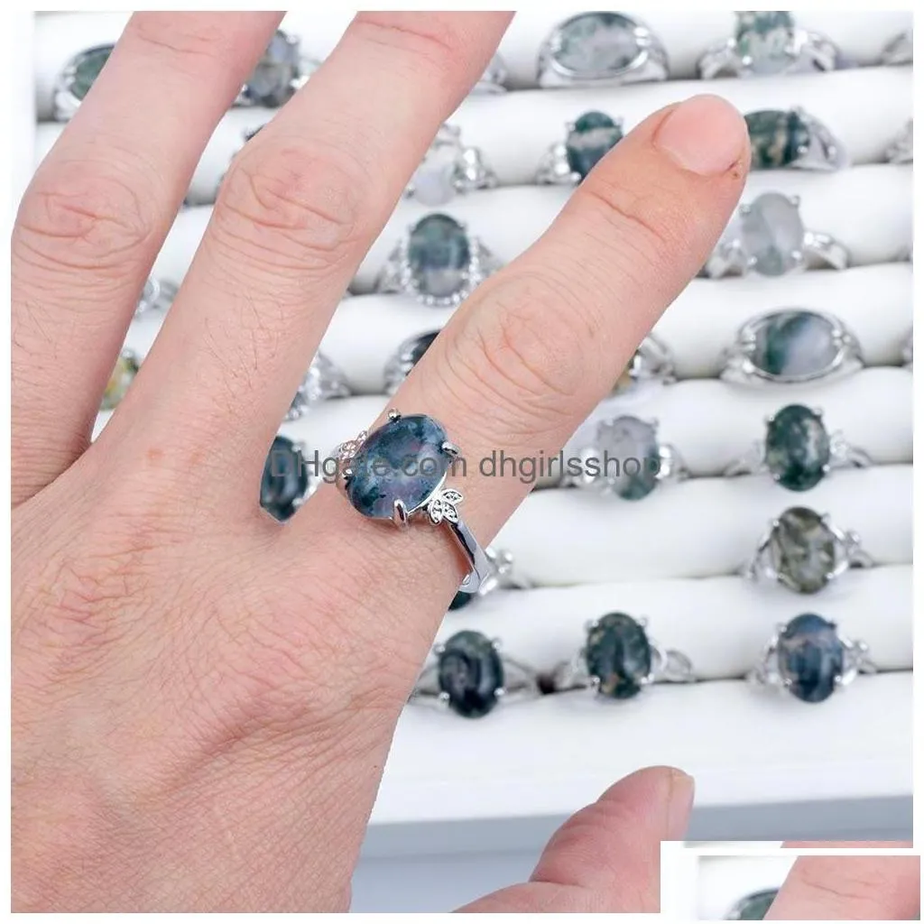 Band Rings Mix Lot Natural Water Stone Womens Ring Fashion Jewelry Bague 50Pcs/Lot Wholesale Party Gift Drop Delivery Otmzk