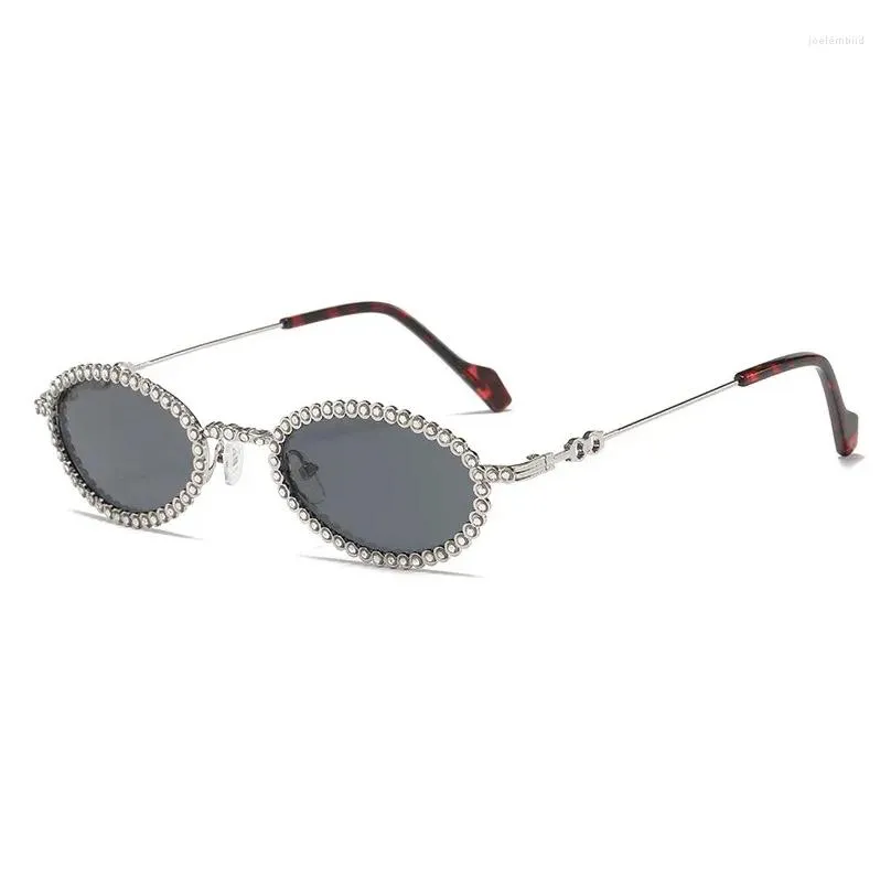 Sunglasses Luxury Rhinestone Bling Oval Women Fashion Vintage Metal Sier Sun Glasses Men Designer Feamle Shades Drop Delivery Dhe2L
