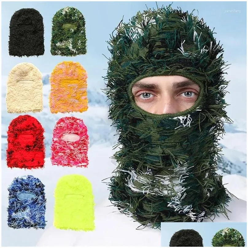 Berets Outdoors Tactical Clava Fl Face Er Hats Hiking Cycling Cam Ski Mask Windproof Knitted Caps For Women Men Drop Delivery Dhqgu