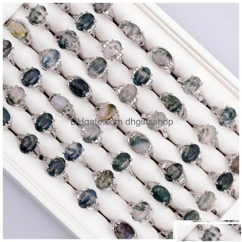 Band Rings Mix Lot Natural Water Stone Womens Ring Fashion Jewelry Bague 50Pcs/Lot Wholesale Party Gift Drop Delivery Otmzk