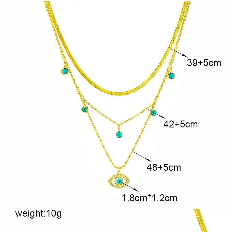 Pendant Necklaces 14K Yellow Gold Butterfly Moon Lock Blue Eyes Necklace For Women New Mtilayer Choker Chain Jewelry Drop Delivery Pen Dhgq8