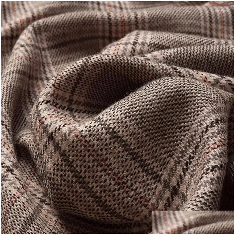 Scarves Women Winter British Style Tartan Plaid Wool Scarf Female Warm Soft Cashmere Pashmina Shawl Wraps Bufandas 2024 Drop Delivery Dhffw