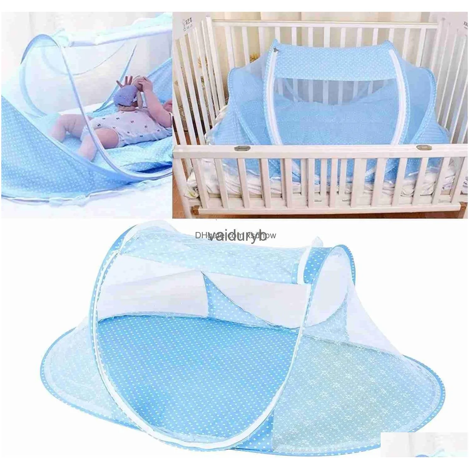 crib netting foldable baby infant cradle anti-bug tent net with mattress pillow portable nursery bed canopy travel beach park
