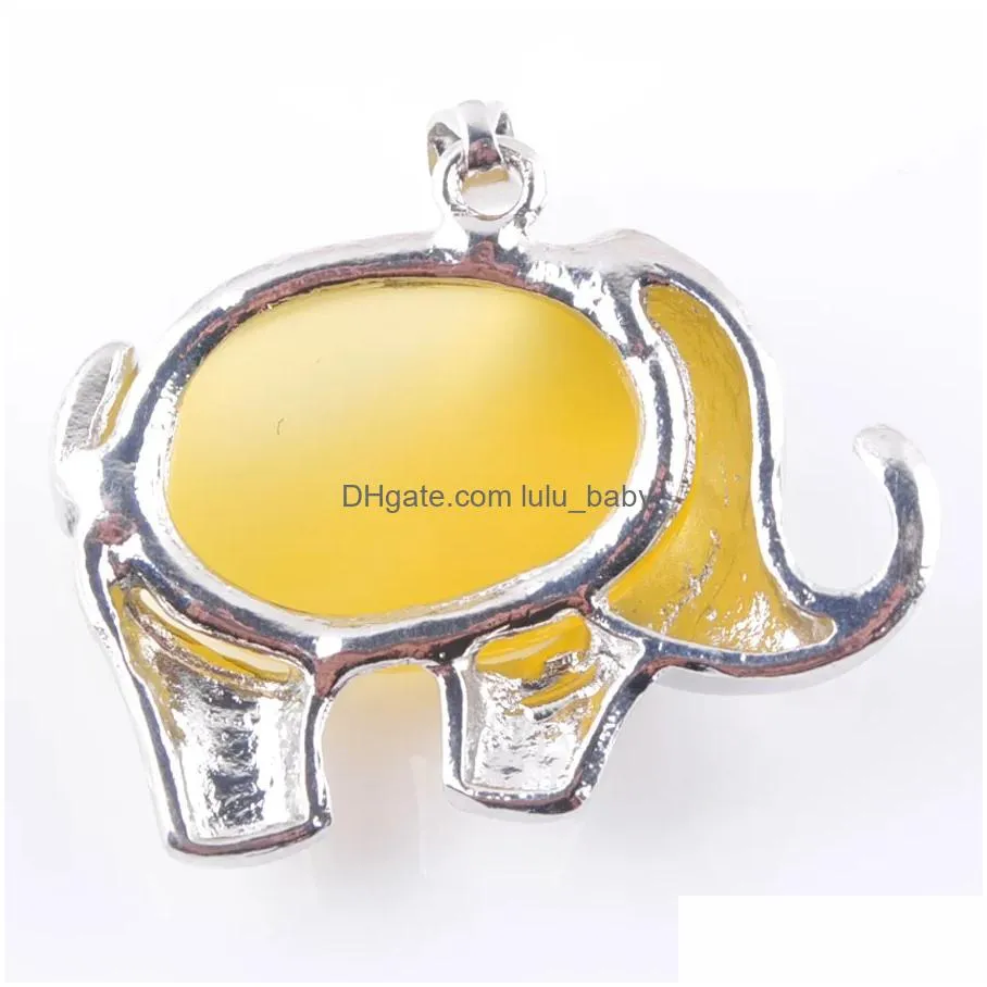 yowost cute elephant animal pendants natural gemstones agates jades gift chakra jewelry energy for women bn368