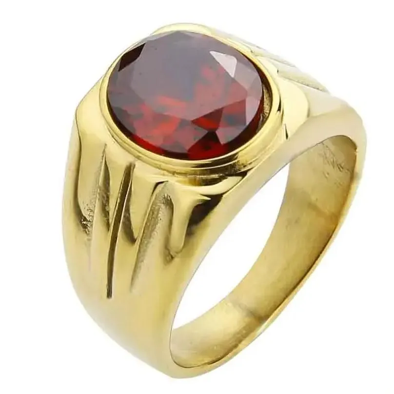 Solitaire Ring Jewelry Mens Simple Design Oval Tiger Eye For Women 14K Gold Fashion Finger Band Golden Color Rings Male Drop Delivery Dh9Xn