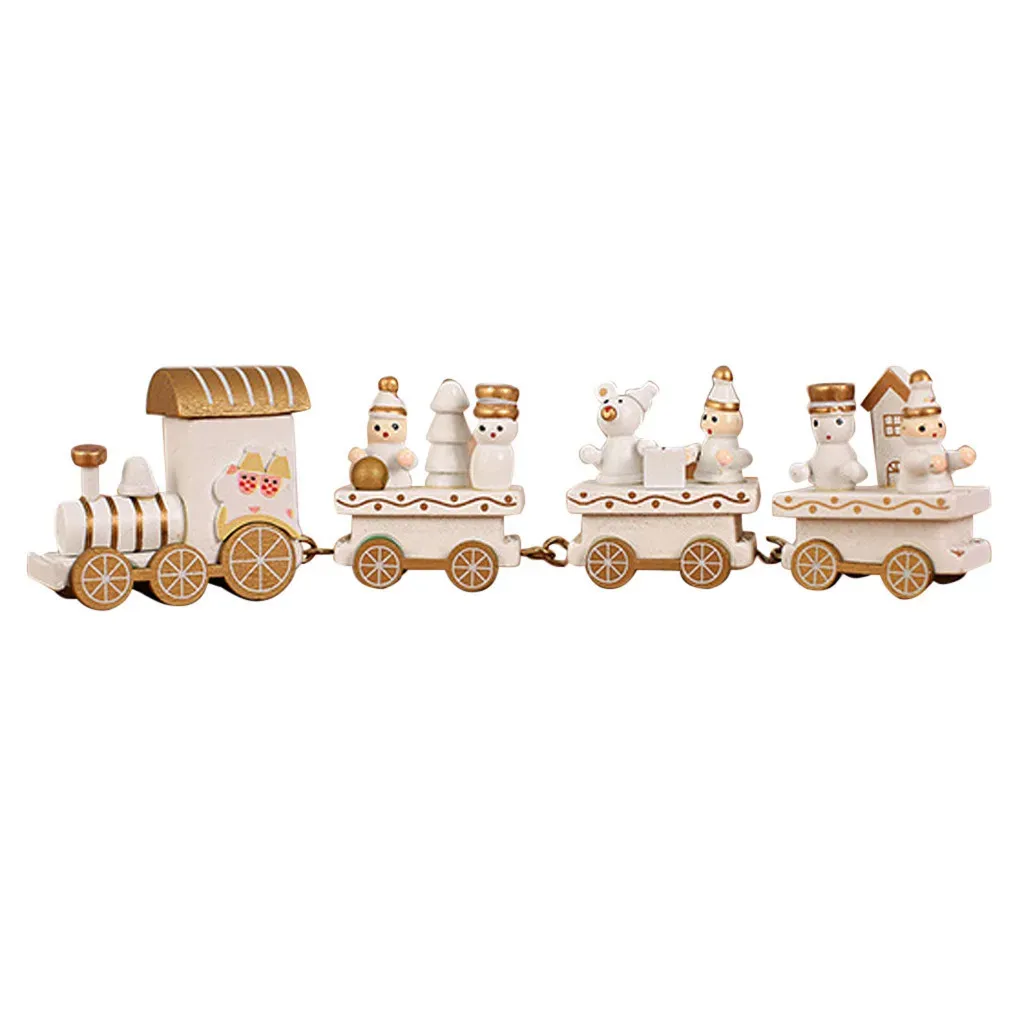 Mini Christmas Decoration Wooden Train toy Home Decor Xmas Gift Kids Baby Toy Vehicles Children Car Santa Decor#35 Y201020