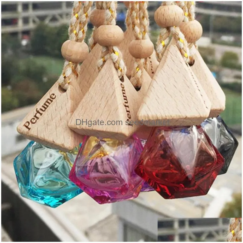 car perfume bottle pendant  oil diffuser 9 colors bag clothes ornaments air freshener pendants empty glass bottles perfume bh1908