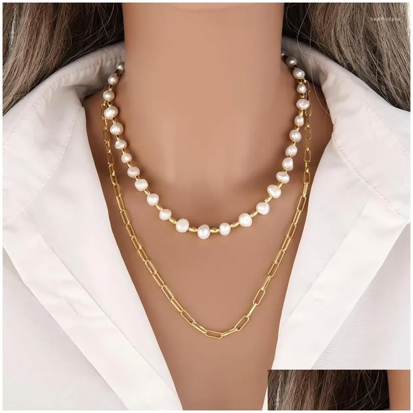 Chokers Choker 2022 Pearl Necklace Womens Stacked Clavicle Chain Light Luxury Temperament Fashion Versatile Jewelry Gift Drop Delivery Dhjx0