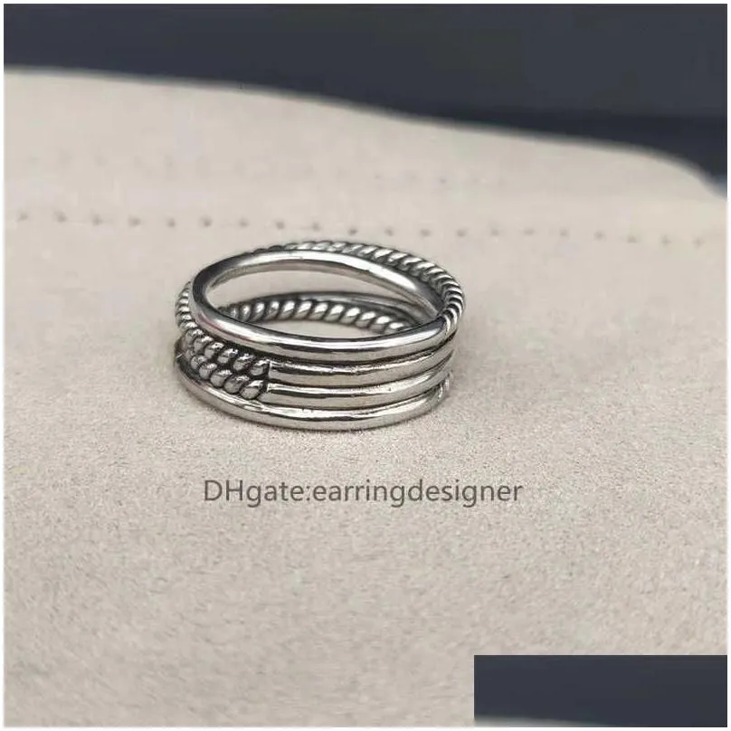 Rings Twisted Two-color Cross Ring Women Fashion Platinum Plated Black Thai Silver Hot designer Jewelry woman luxury diamond wedding gift Vintage to do old