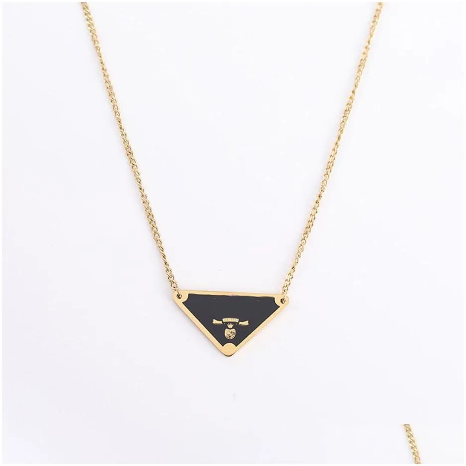gold silver Triangle pendants necklace female stainless steel couple gold chain pendant jewelry on the neck gift for girlfriend