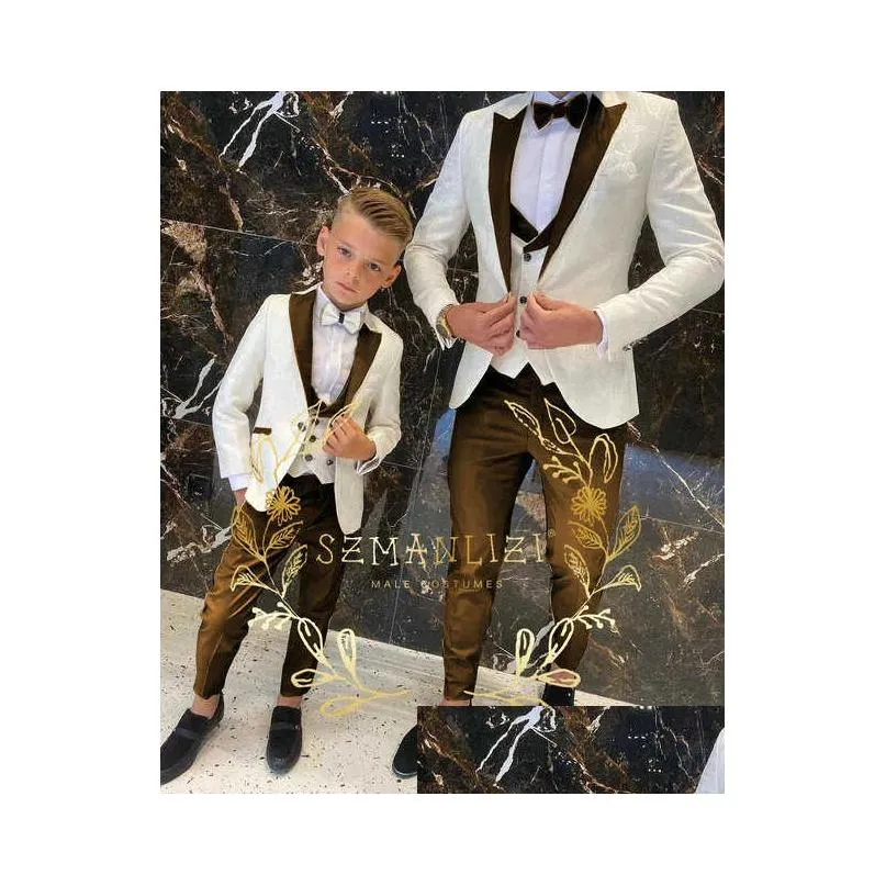 Clothing Sets Floral Pattern Boy Formal Suits Dinner Tuxedos Little Boys Groomsmen Kids For Wedding Party Prom Suit Wear Ensembles De Blazers