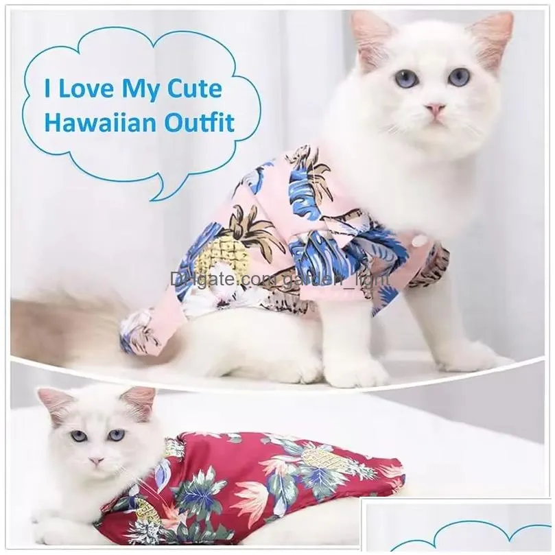 pet summer t-shirts hawaii style breathable dog beach shirt pet clothes sweatshirts cool coconut tree pineapple dog shirts cat polo apparel xs-5xl