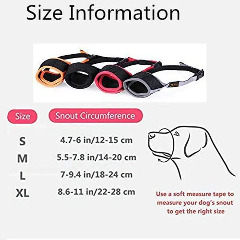 4 Colors Nylon Soft Dog Muzzle Collars Anti-Biting Barking Secure Mesh Breathable Pets Mouth Cover for Small Medium Large Dogs L